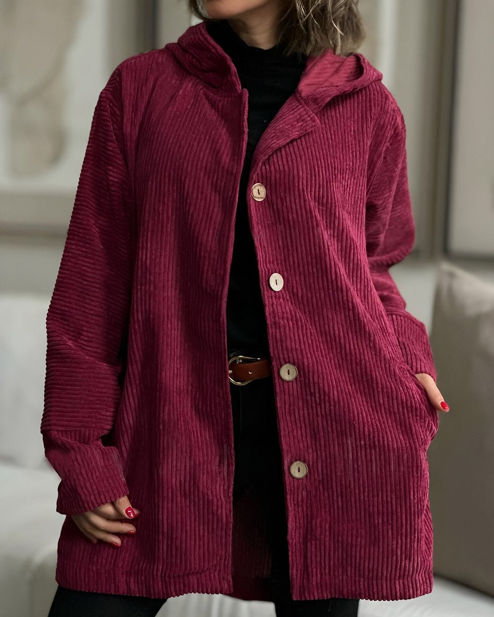 Chloe - Corduroy Hooded Jacket