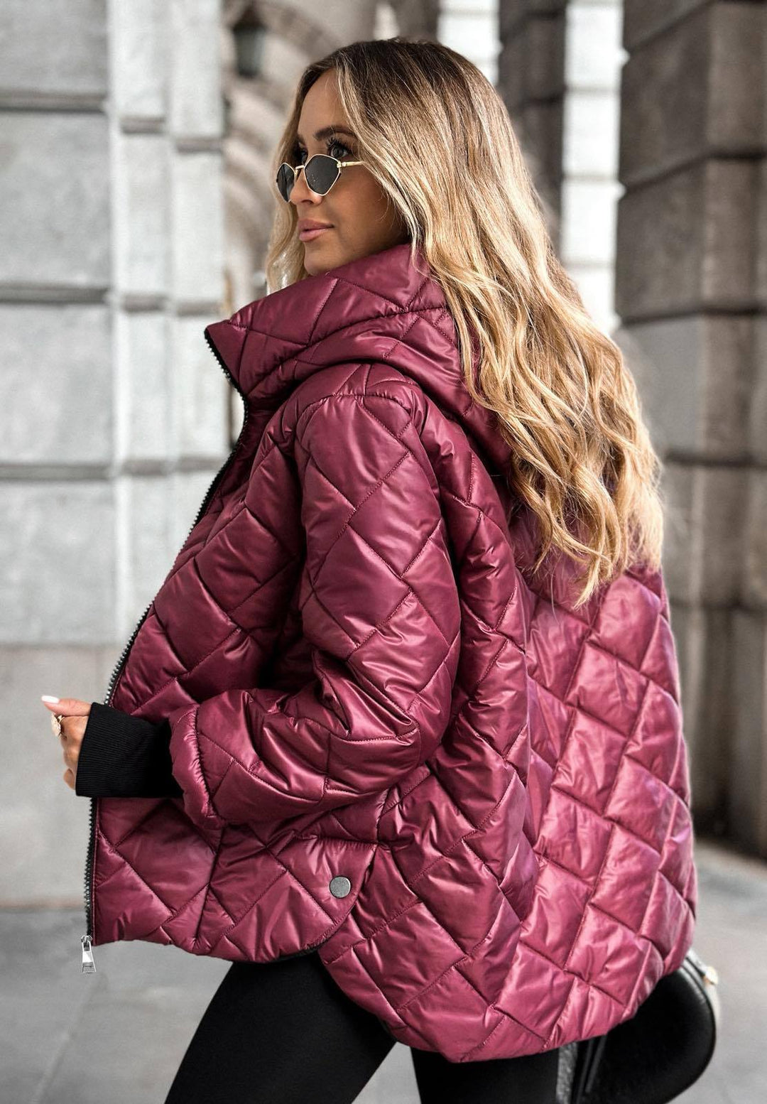 Nadia-Wine Quilted Jacket