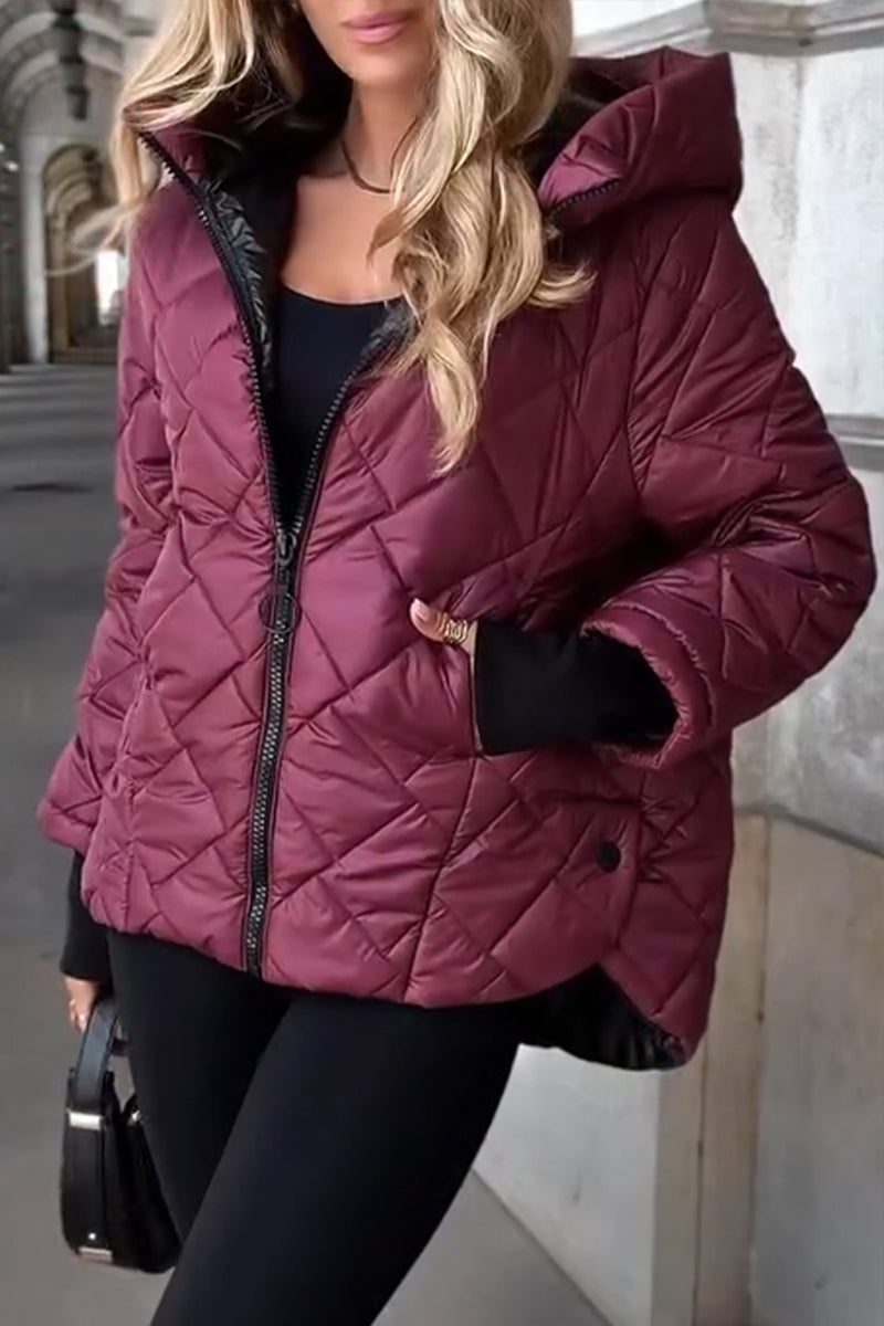 Nadia-Wine Quilted Jacket