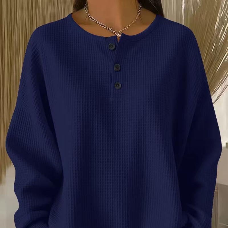 Waffle-Knit Henley Top