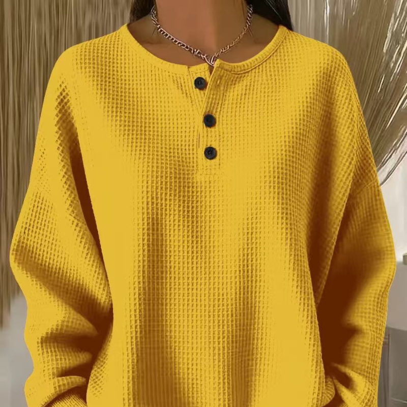 Waffle-Knit Henley Top