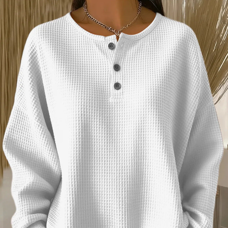 Waffle-Knit Henley Top