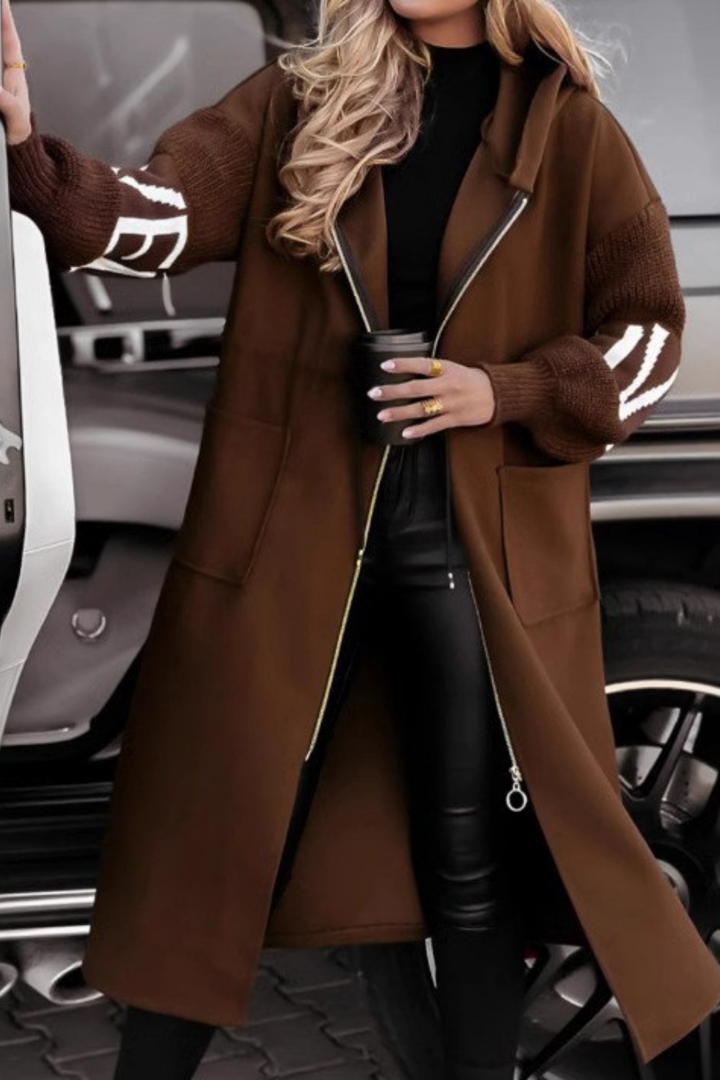 Zoe - Jacket with Knitted Sleeves and Hood