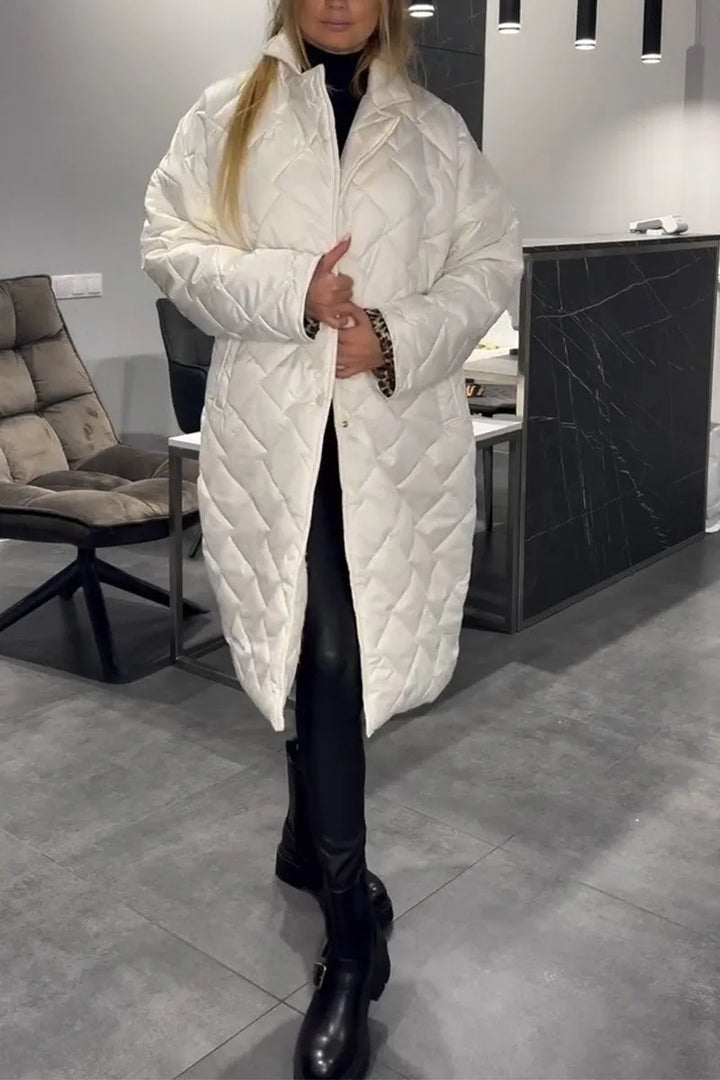 AMBER | REVERSIBLE QUILTED COAT WITH LEOPARD LINING